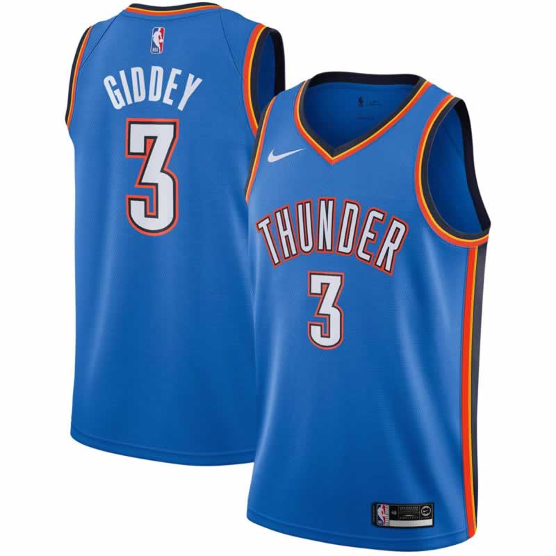 Mens Oklahoma City Thunder #3 Josh Giddey Royal Icon Edition Stitched Basketball Jersey Dzhi